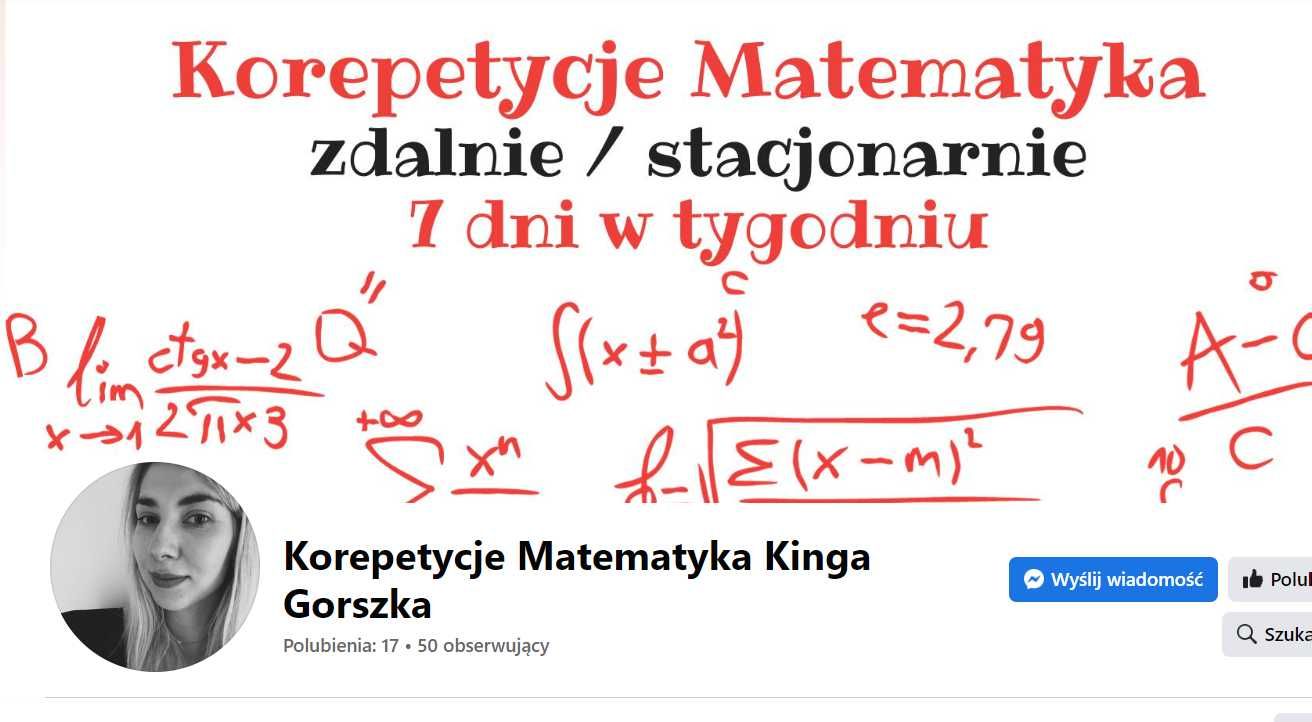 Korepetycje Matematyka / Nauczyciel Matematyki / Zdalnie