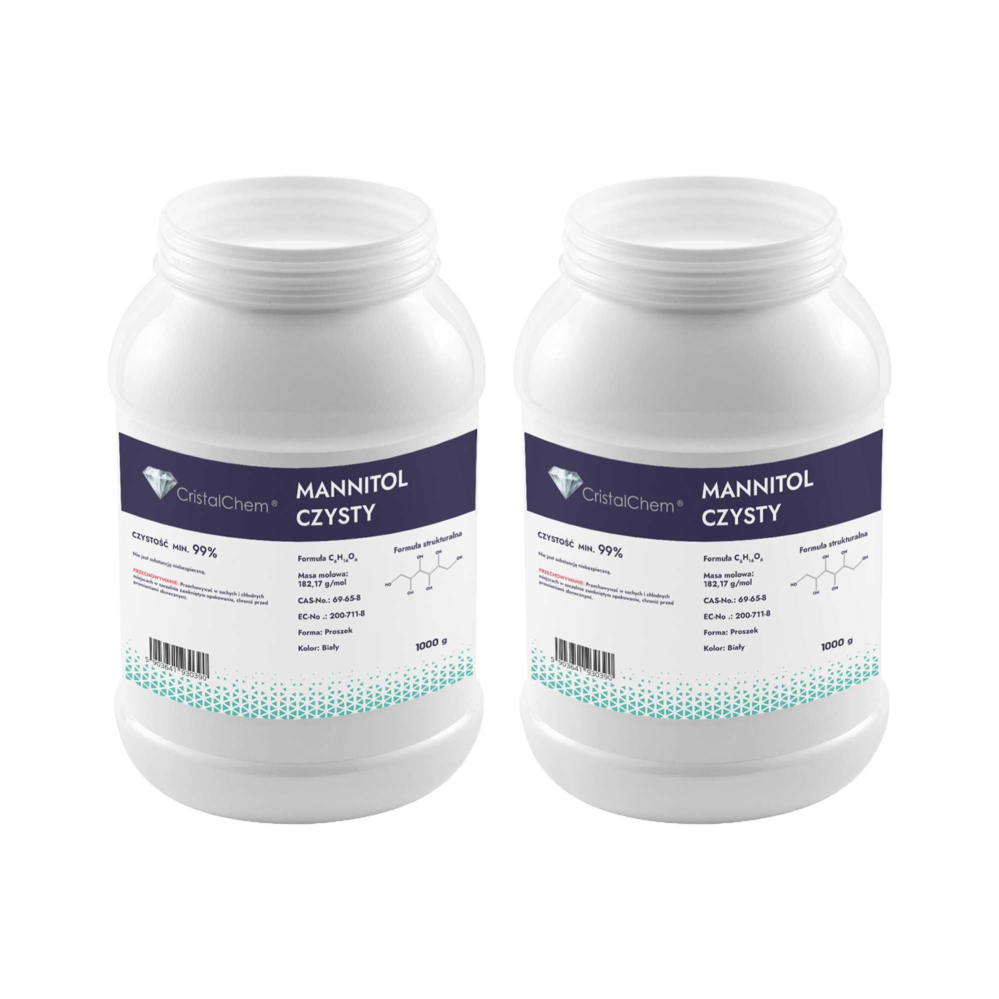 Mannitol Czysty 2 x 1000g  Butelka Apteczna HDPE Czystość min 99%
