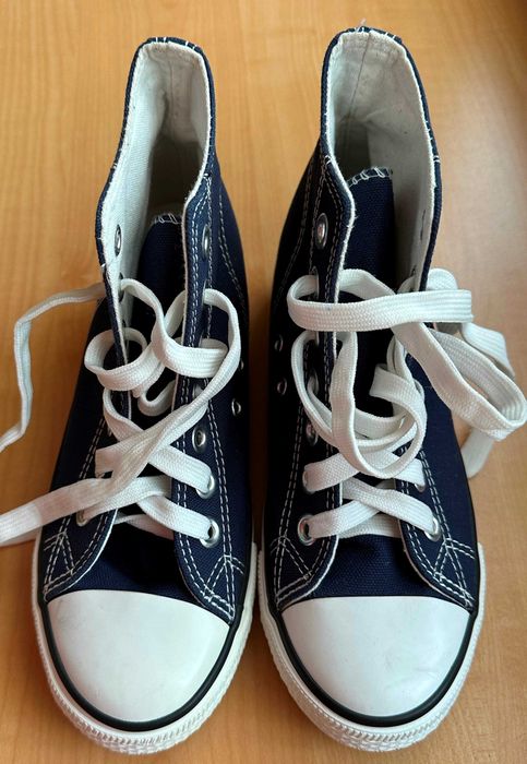 GRANATOWE TRAMPKI na koturnie rozm. 36 wkł. 22 cm