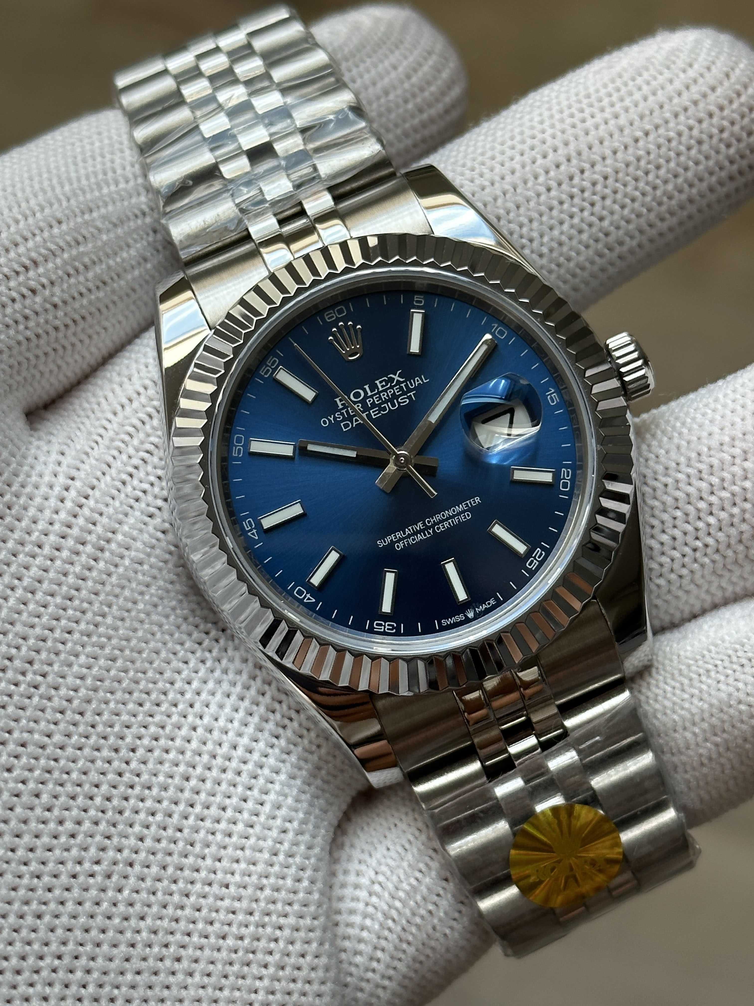 Швейцарские часы Rolex Datejust Silver-Blue. Топ качество