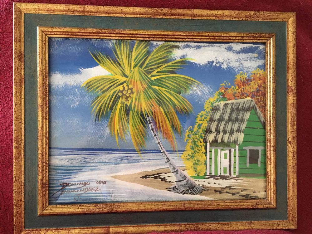 АВТОРСКАЯ картина в рамке с острова ГАИТИ Подарок/сувенир/живопись