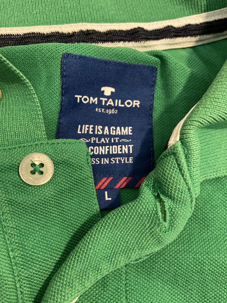 Tom Tailor L zieloną męska koszulka polo t-shirt lato