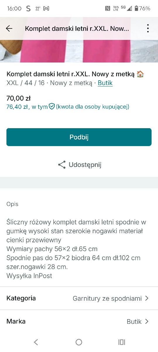 Komplet damski r. xXXL