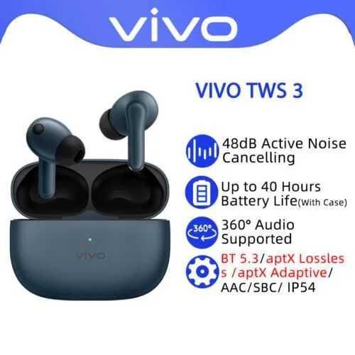 ⇒ Vivo tws 3 blue - наушники с BT5.3/ANC 48dB/aptX Adaptive/40ч звука!