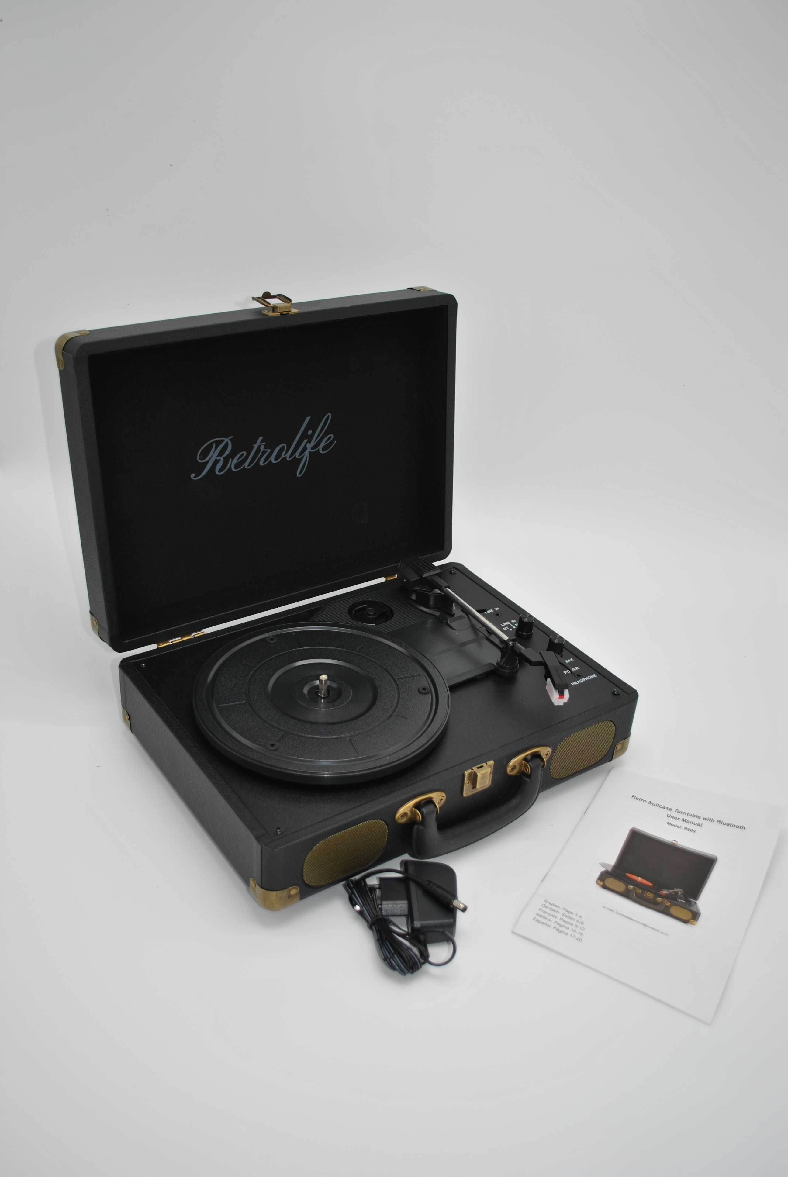 Вініловий програвач Retrolife R609 з Bluetooth і динаміками, новий