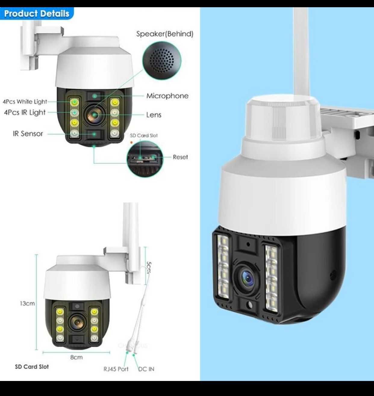 WiFi камера видеонаблюдения. Поворотная. 8 Мп - 3840*2160р