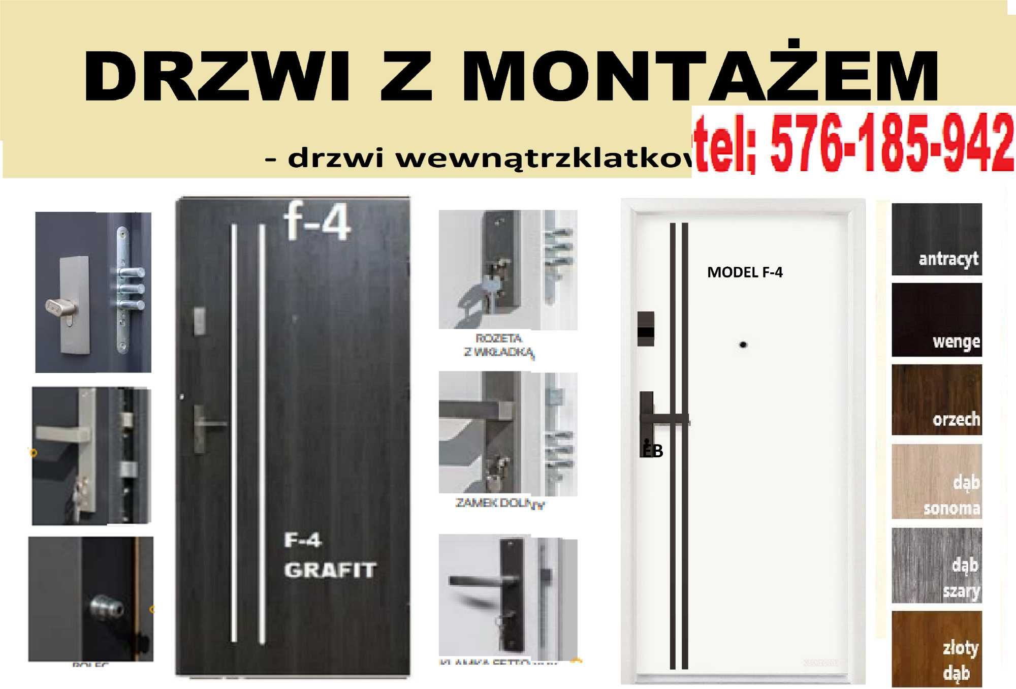 Drzwi z montażem. zewnętrzne-wejściowe, drewniane i metalowe