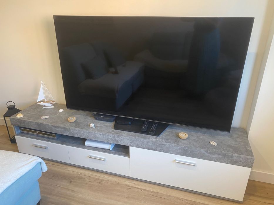 Móvel de sala/Tv cinza/branco mate - AKRON