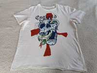 T-shirt biały "England' z cekinami - XXL