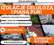 Naprawy dachów po kunach / kuna na dachu/Izolacje pianą PUR i celulozą