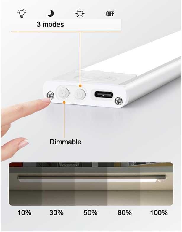 Listwa LED Oświetlenie szafy USB Czujnik ruchu 3.000-6.000K 20cm