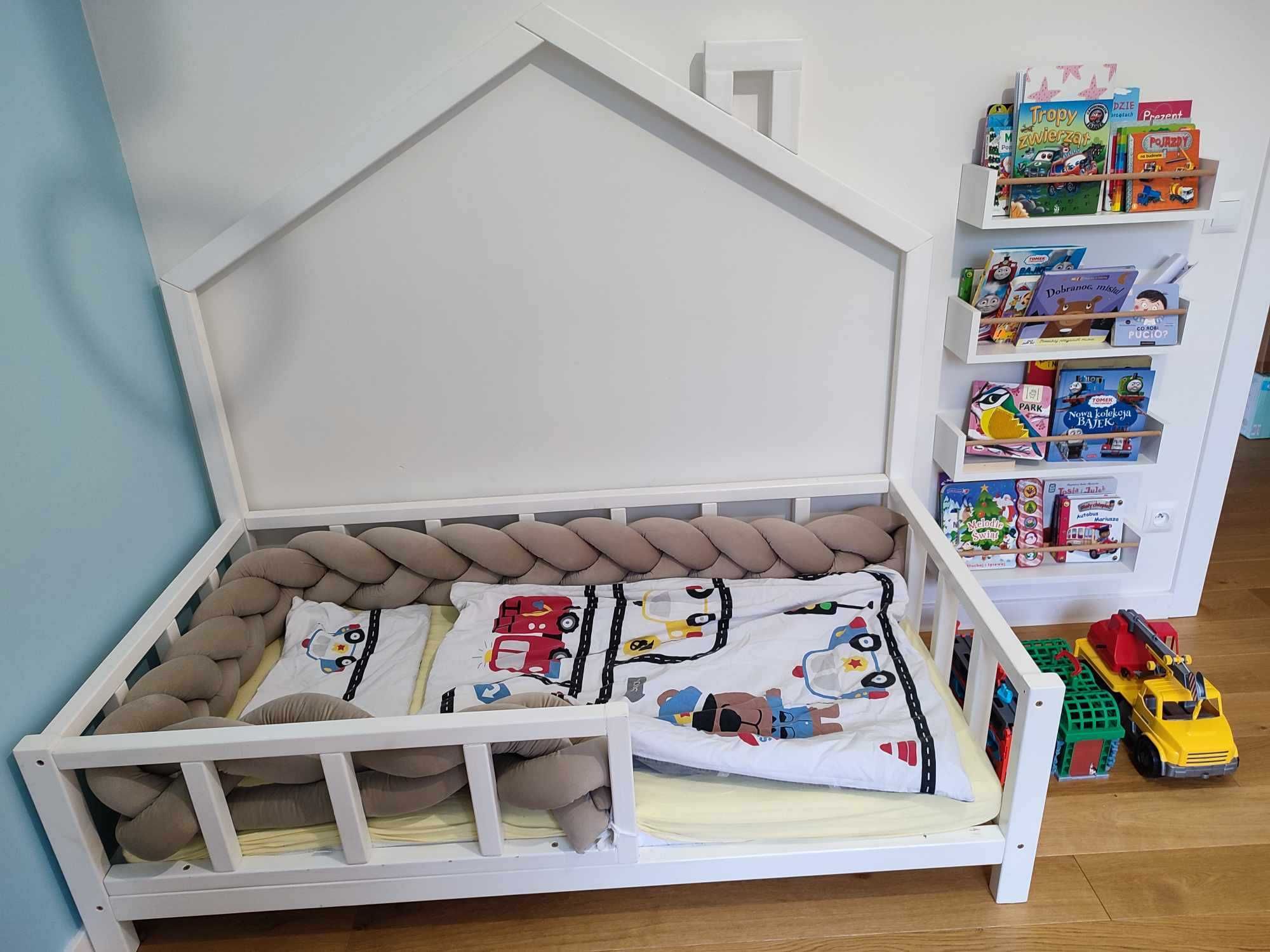 Łóżeczko dziecięce domek białe 160x80 + materac