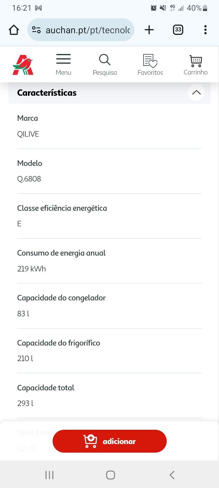Frigorífico Combinado No Frost Novo