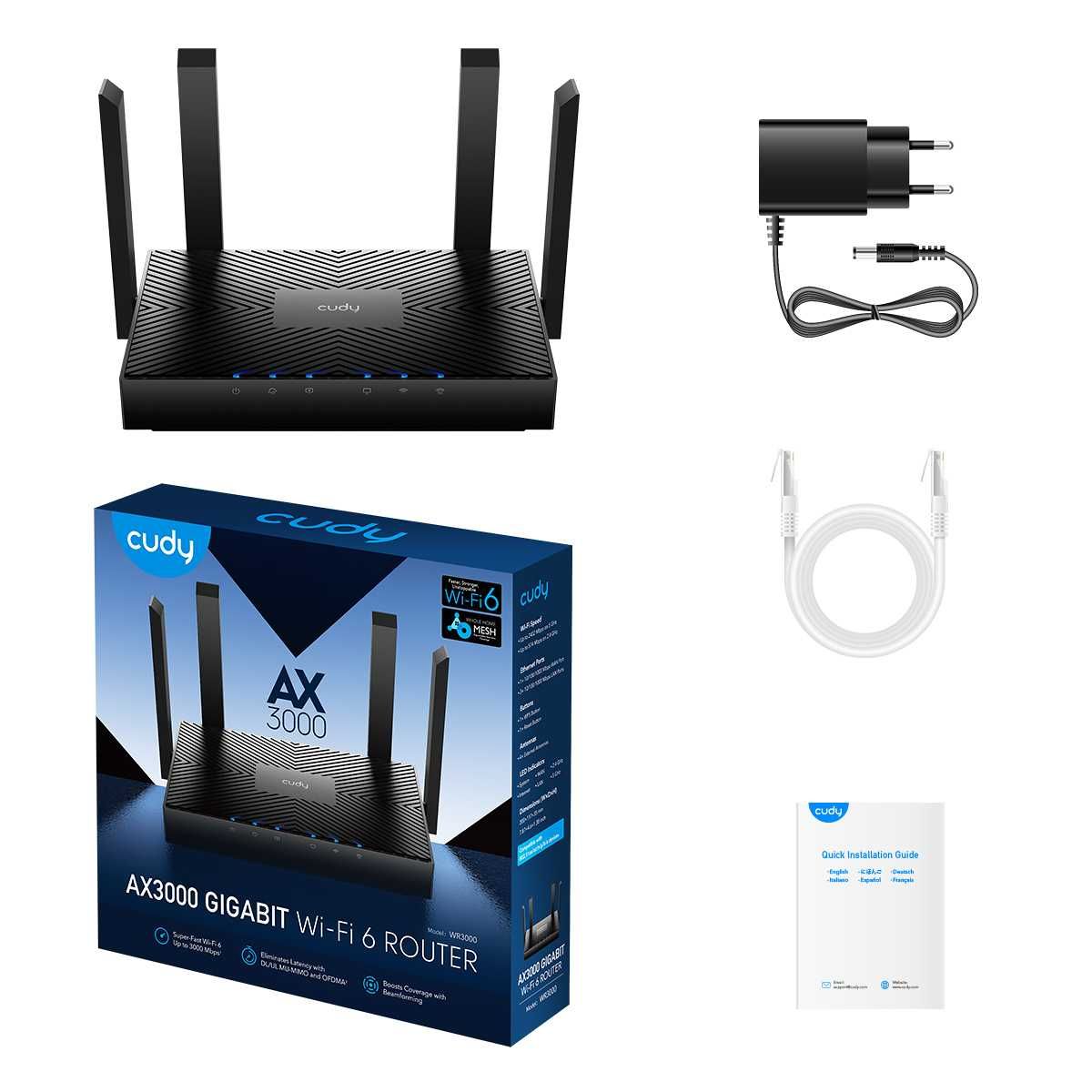 Новый Mesh WiFi 6 Гигабитный 5 ГГц Роутер Cudy WR3000 Open vpn