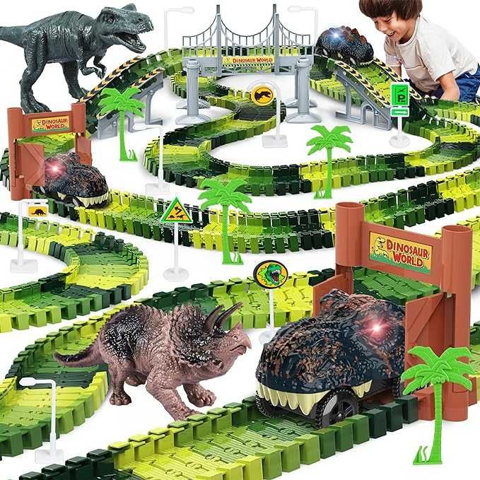 Tor wyścigowy Park dinozaurów XXL autko dinozaury znaki