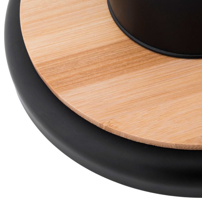 Stojak na papier toaletowy szczotka WC + uchwyt Czarny Bambus Chrom