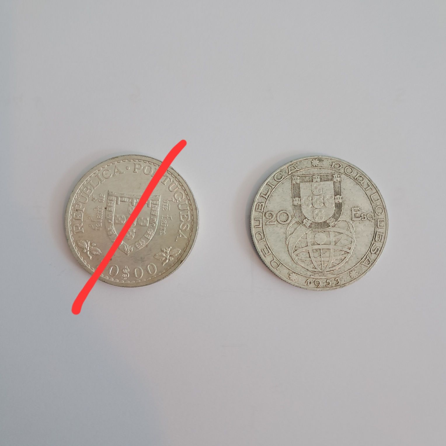 2 moeda de 20 escudos