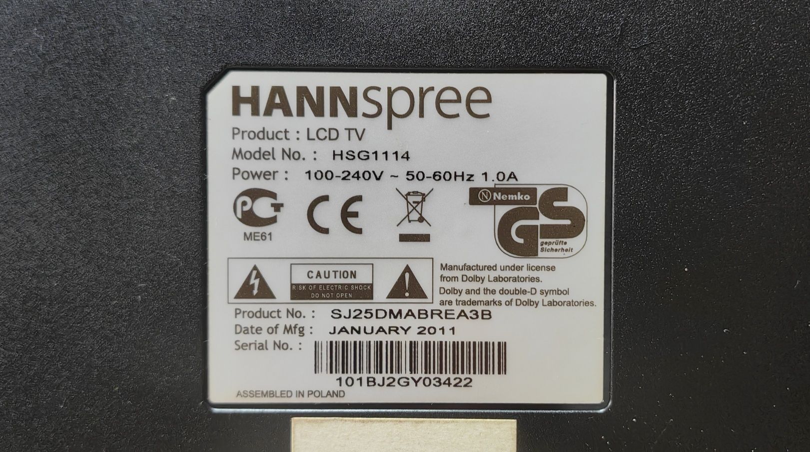 Телевізор HANNspree HSG1114