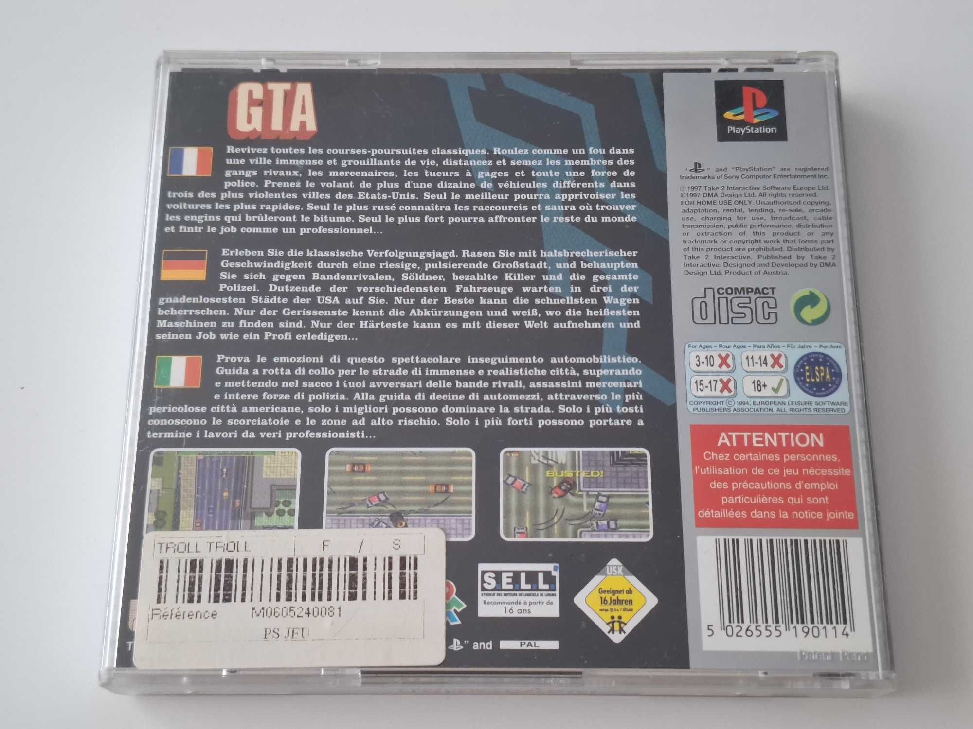 Grand Theft Auto PSX PS1 European Version