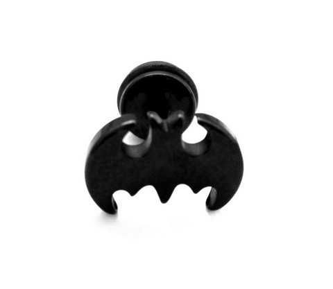 Kolczyk fake plug czarny batman 7/11mm