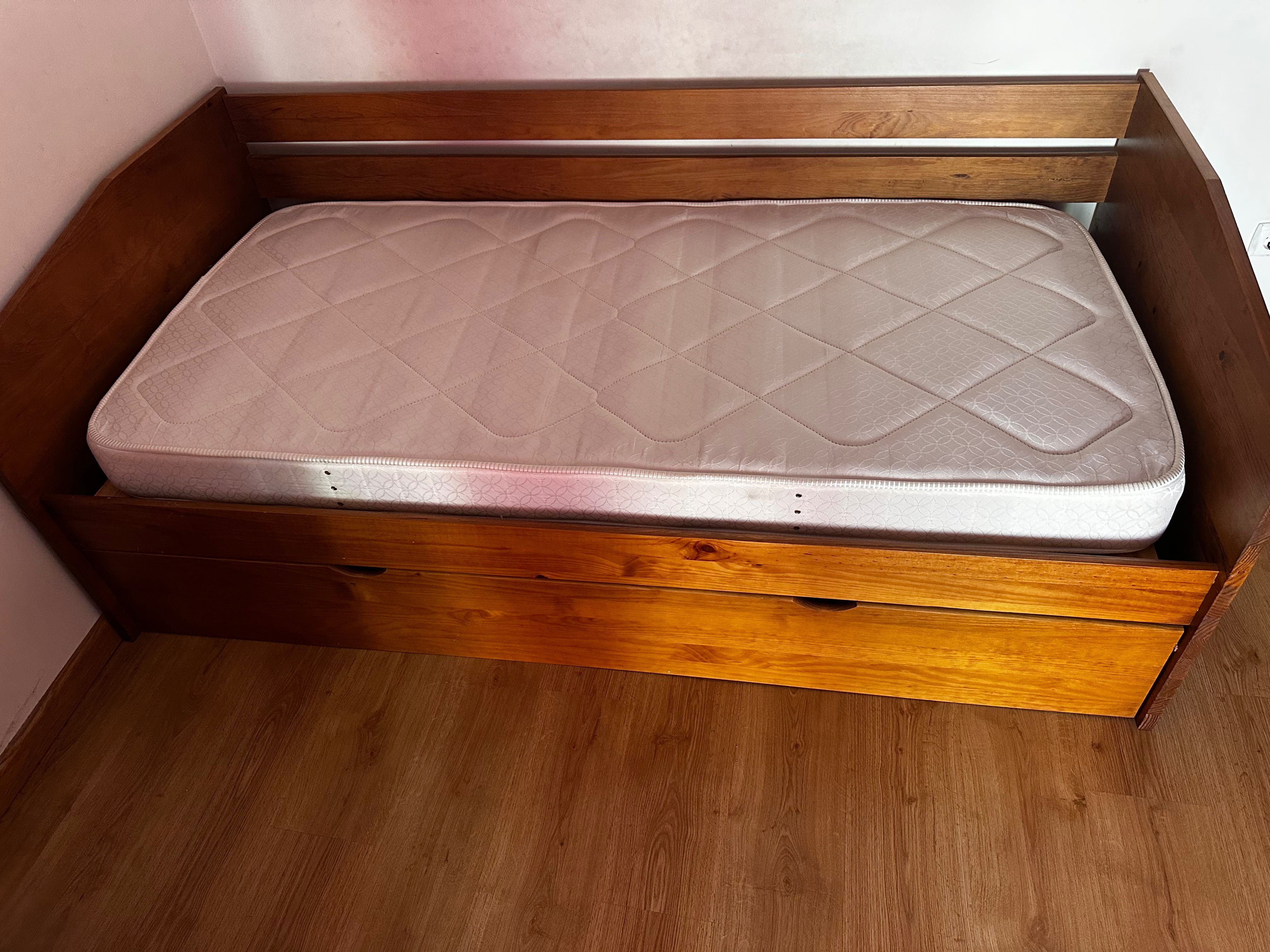 Cama individual dupla com gavetão madeira maciça