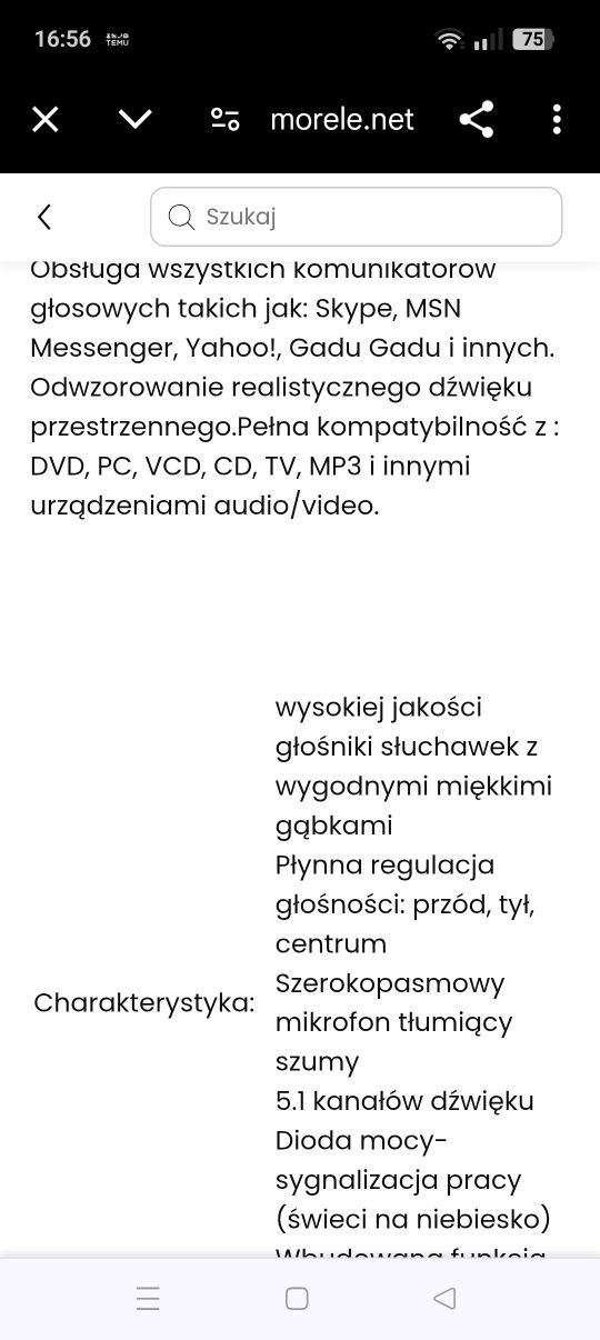 Słuchawki z bazą.Dzwiek przestrzenny 5.1.Easy Touch Octane ET 151