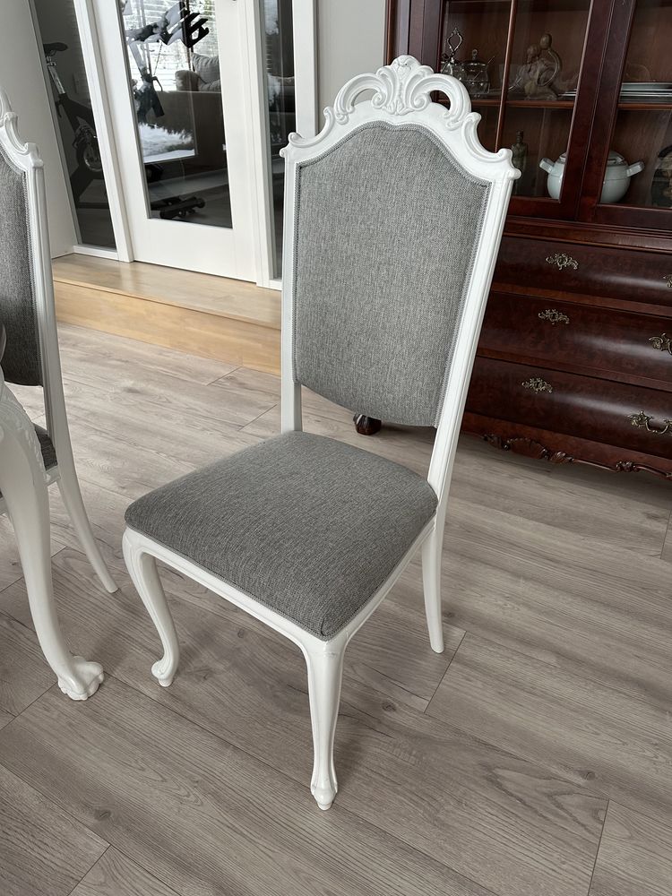 Stół rozkładany + 6 krzeseł z litego drewna
