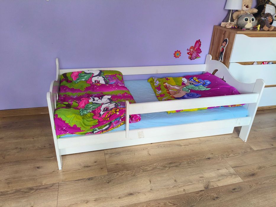ŁÓŻECZKO dziecięce białe ŁÓŻKO GWIAZDKA , MATERAC 160x80