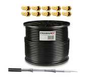 Cabo coaxial - Premium X 100 m +  10x F-Connector - NOVO
