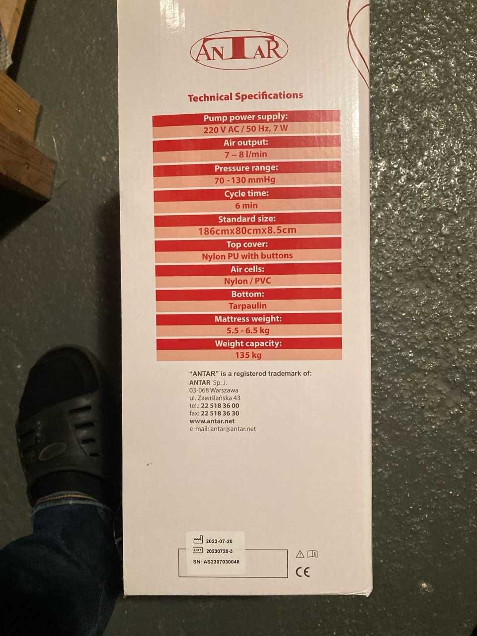 Materac przeciw odleżynom zmiennnociśnieniowy