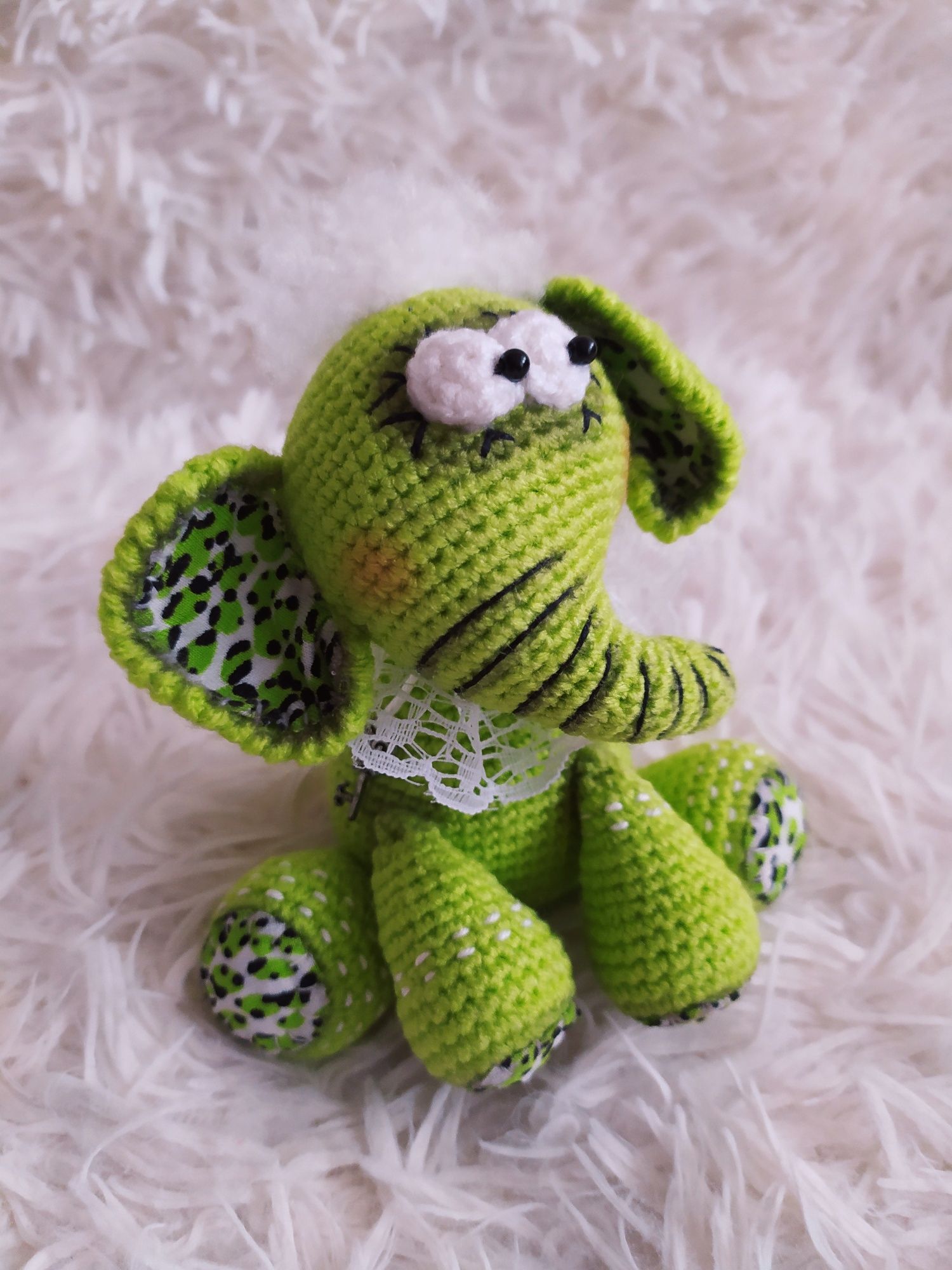 Zabawka słonik zielony (robione ręcznie, handmade)