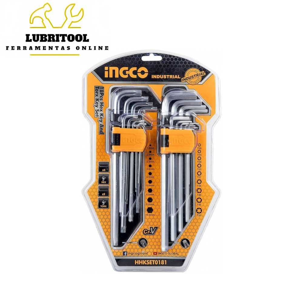 INGCO 18Pcs Chaves Hexagonais e Torx HHKSET0181 | NOVAS