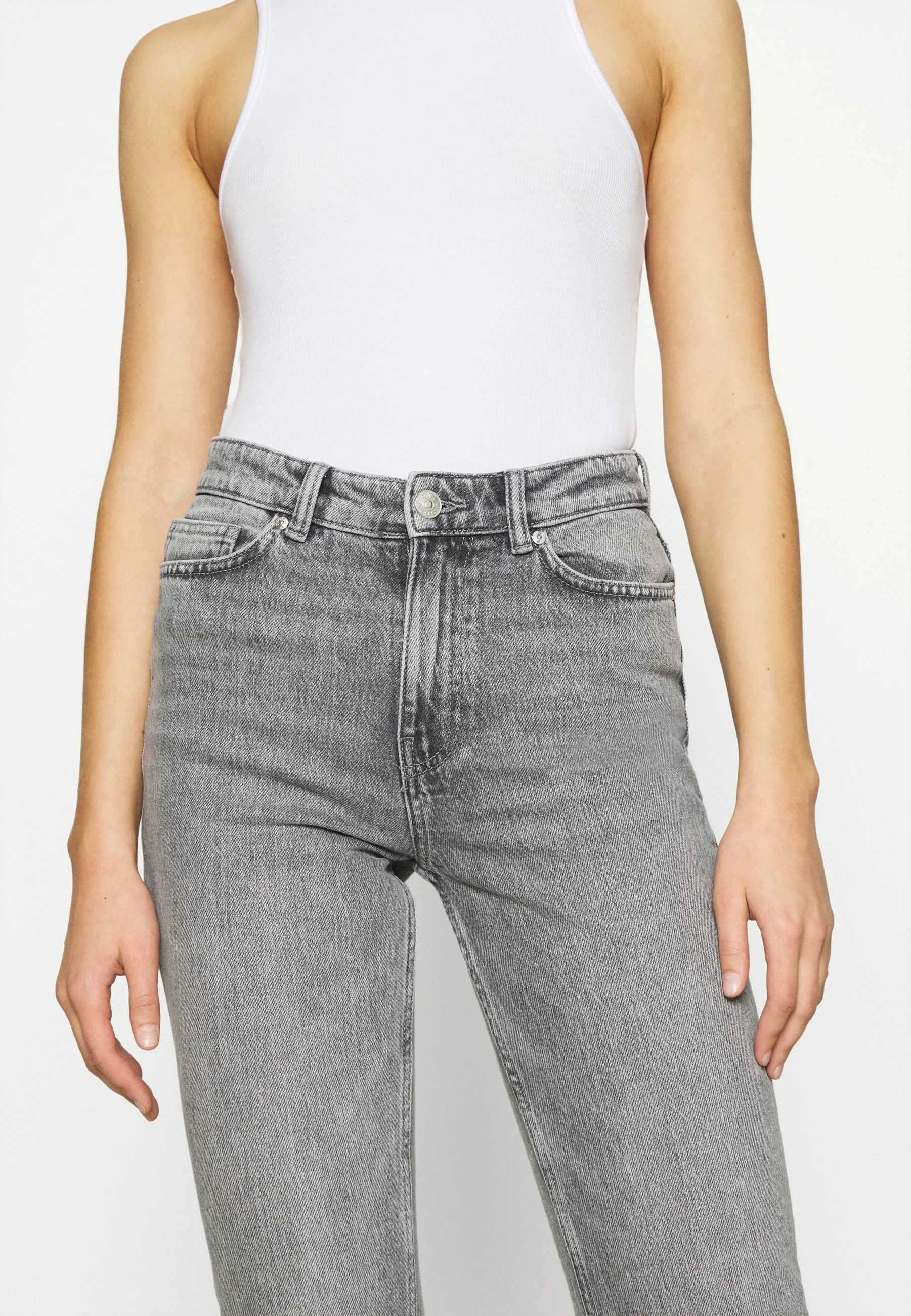 Jeansy damskie 7/8 proste szare ONLY 30/30/ L wysoki stan