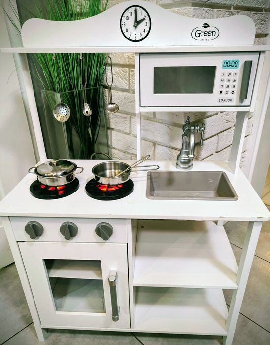 Kuchnia zabawkowa dziecięca biała drewniana