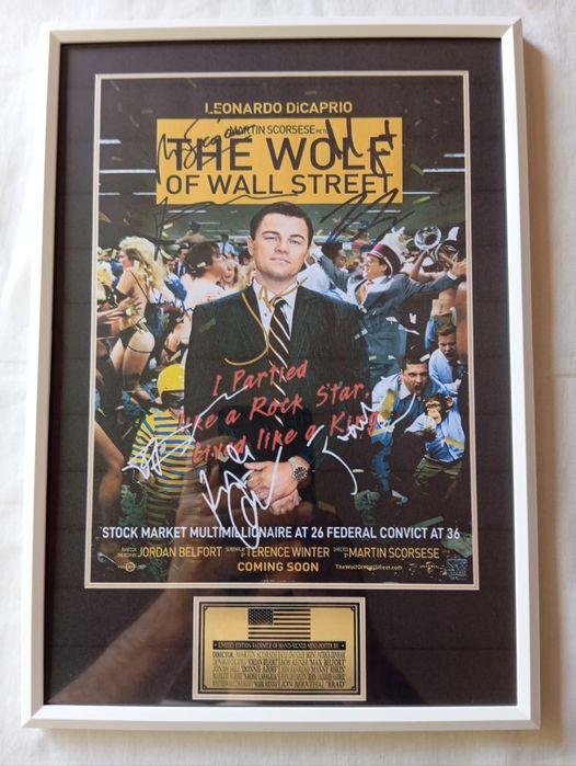 Moldura Filme The Wolf of Wall Street com Autógrafos (A4)