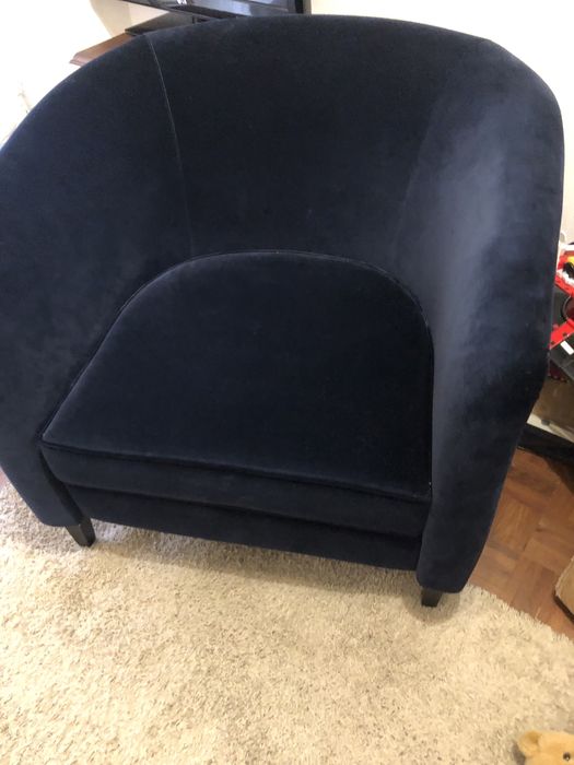 Sofa Poltrona azul veludo