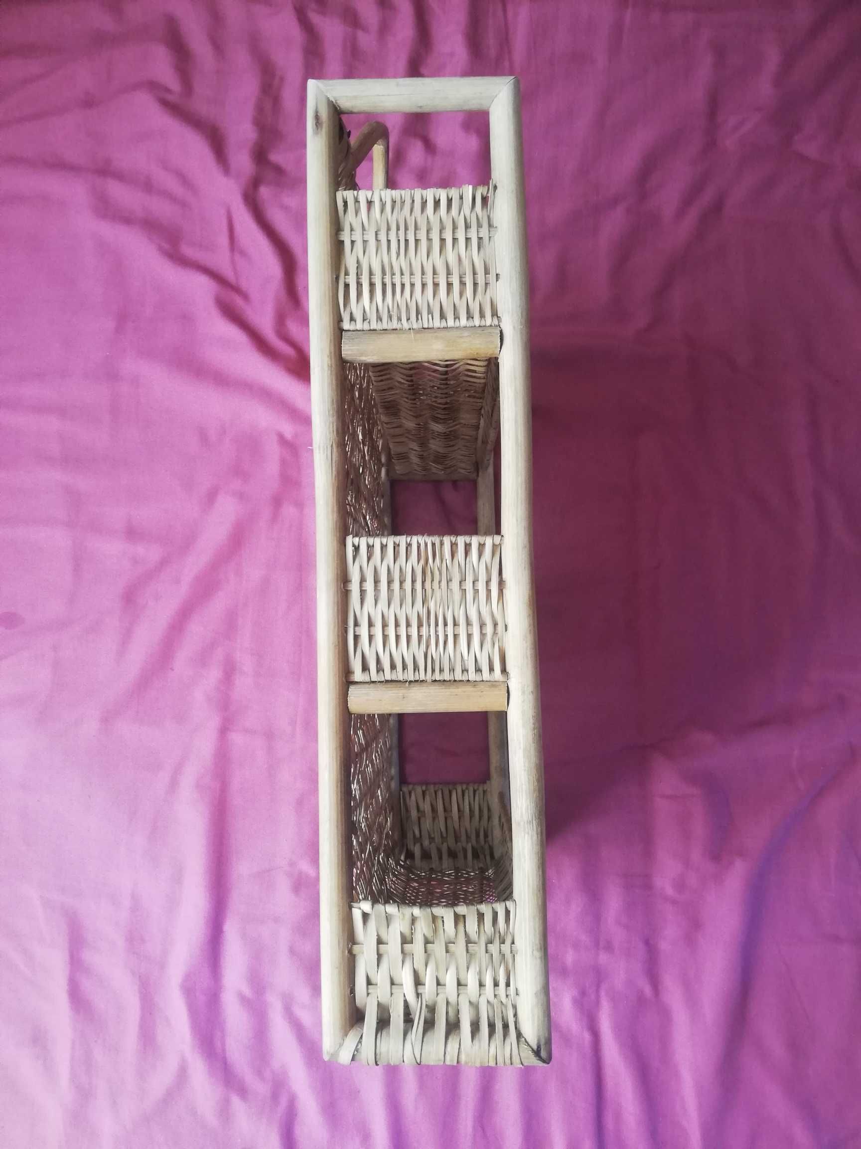 3 półeczki wiszące wiklinowe koszyki wiklinowe 52x32x10,5cm