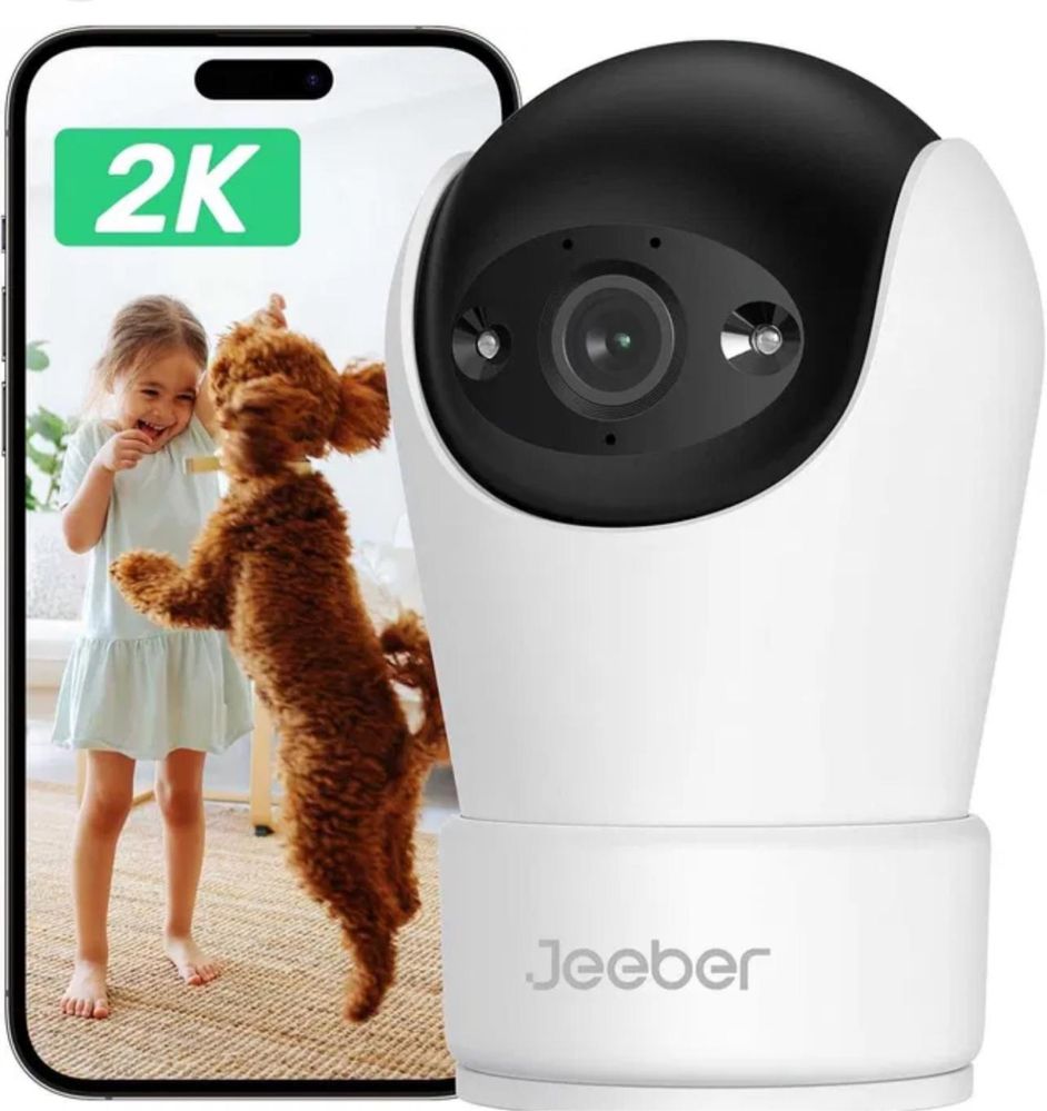 Kamera wewnętrzna do monitorungu Jeeber D90 360 stopni 2k Ultra HD Wla