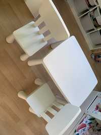 Bialy stolik mammut i 2 krzesełka ikea