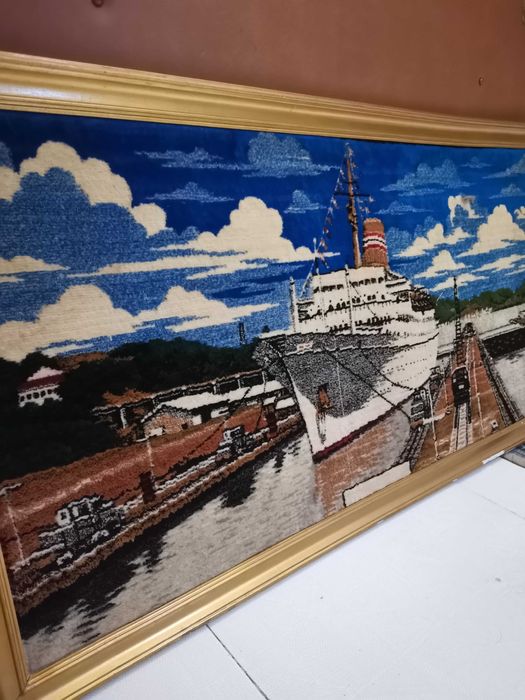 Quadro de tapete com barco