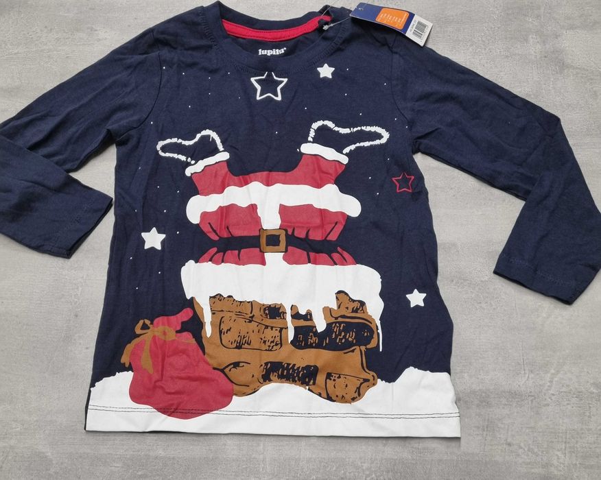 Koszulka 98 104 na święta świąteczna granatowa dla chłopca T-shirt