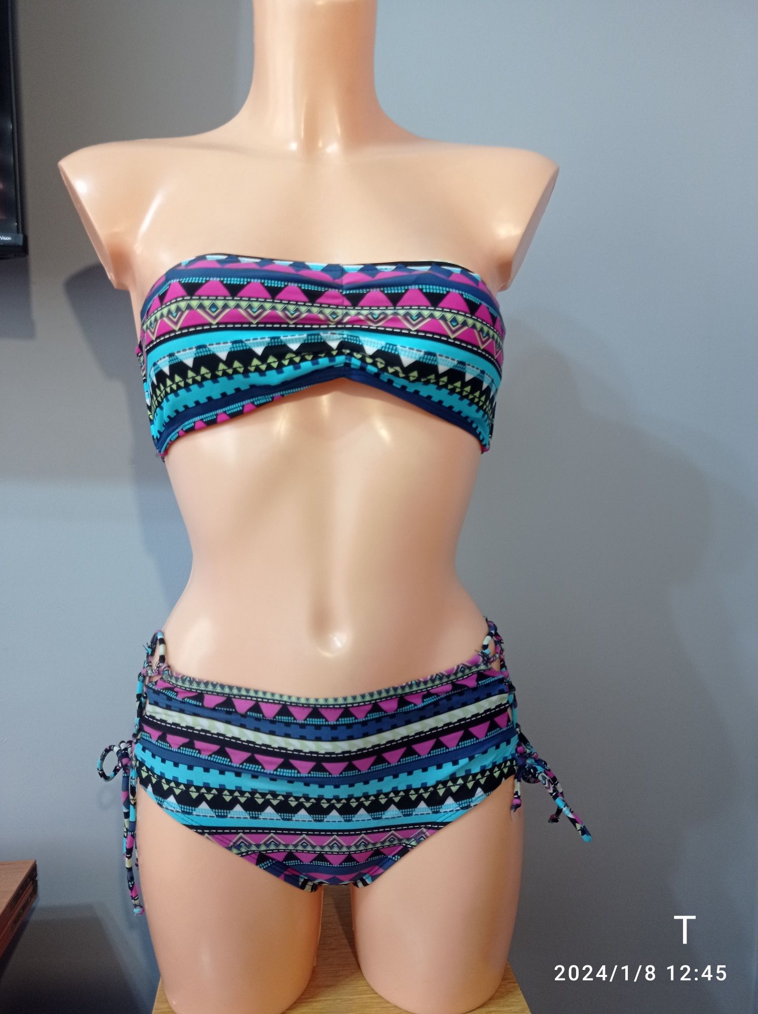 Kostium 8 S 36 bikini strój kąpielowy aztecki wzór lato plaża basen