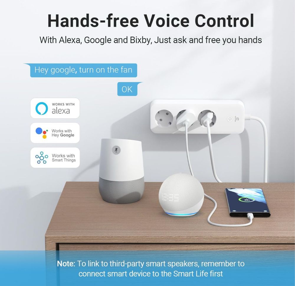 Inteligentna listwa zasilajaca eightree gniazdo przedluzacz smart wifi