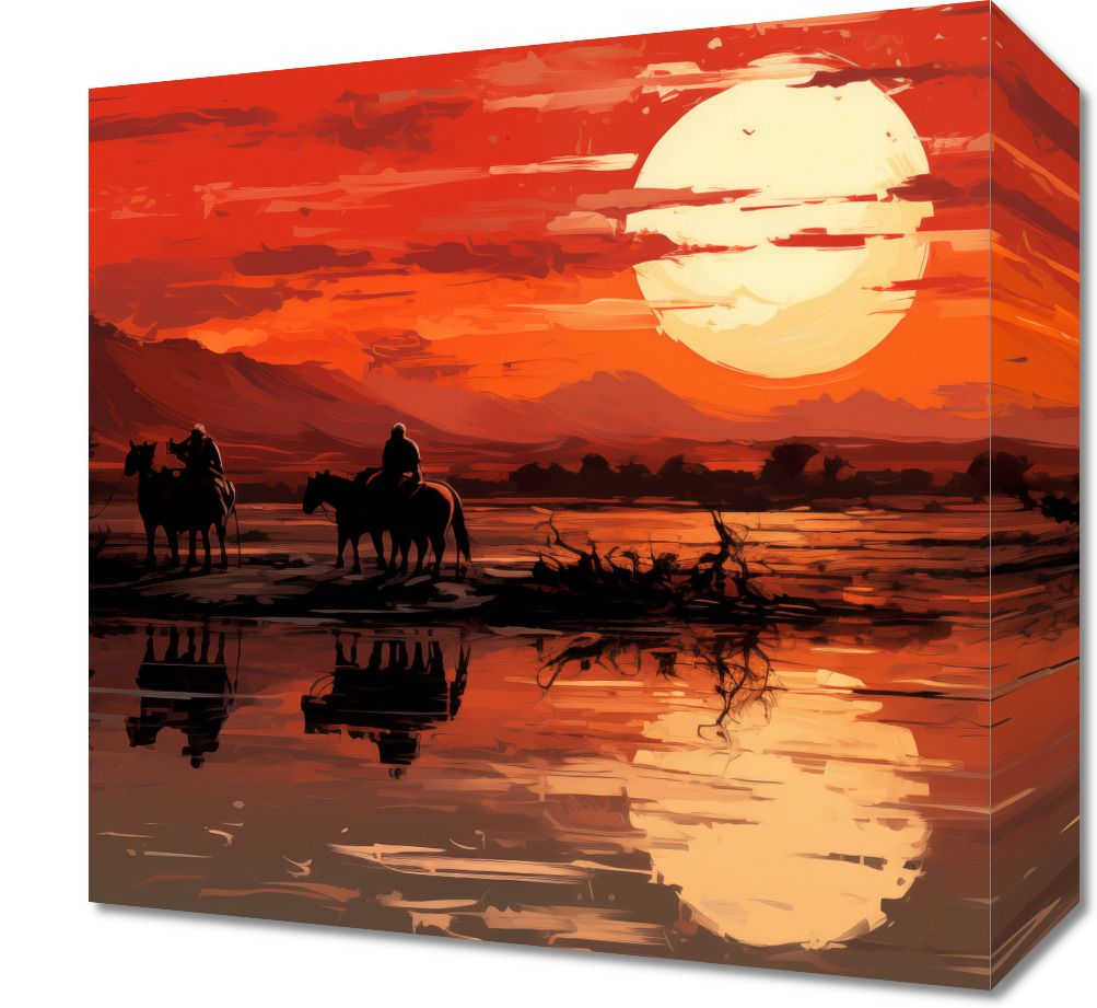 Obraz 30x30cm Zachód Słońca na Prerii