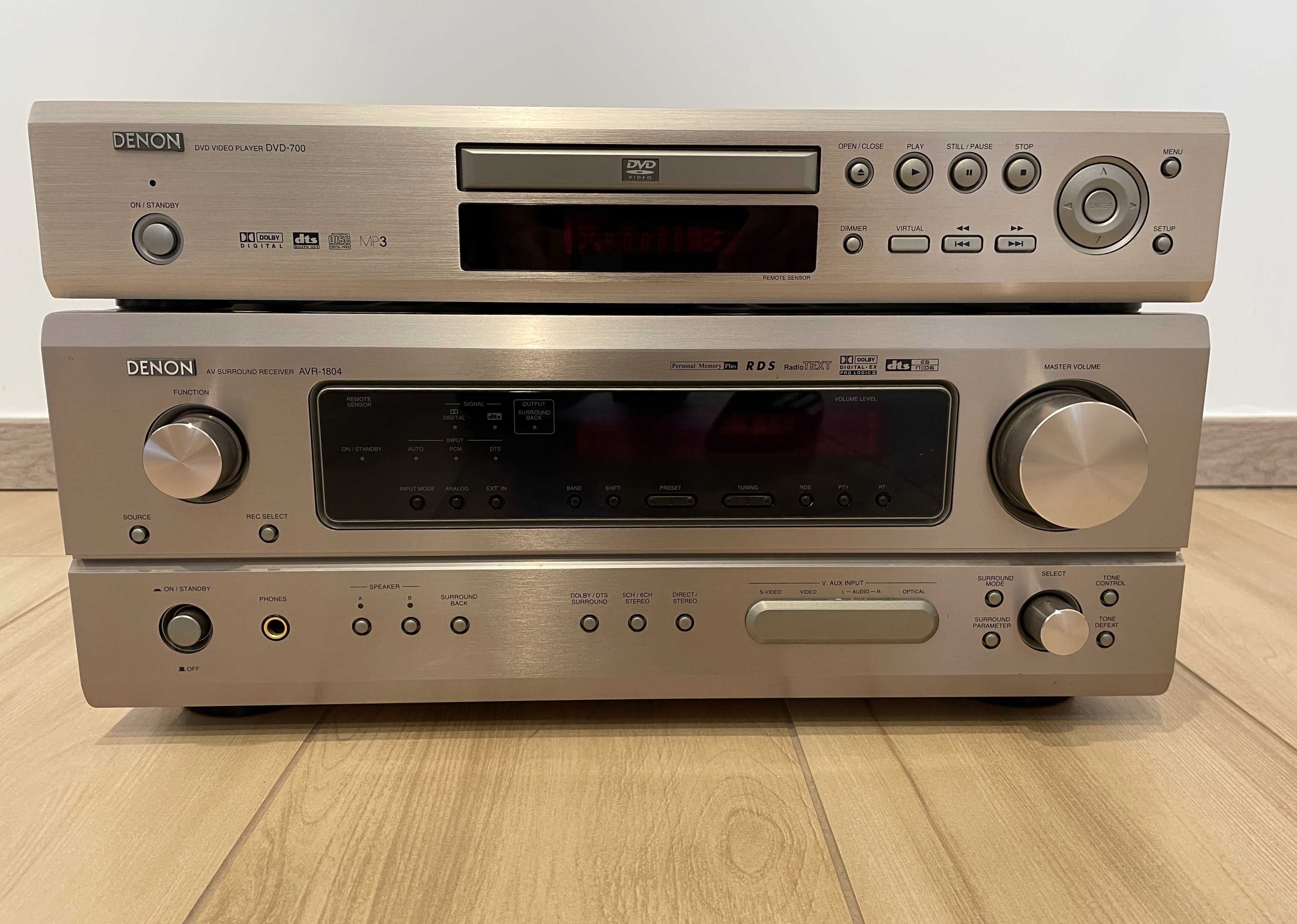 Zestaw Denon: amplituner AVR-1804 i odtwarzacz DVD-700 + 2 piloty