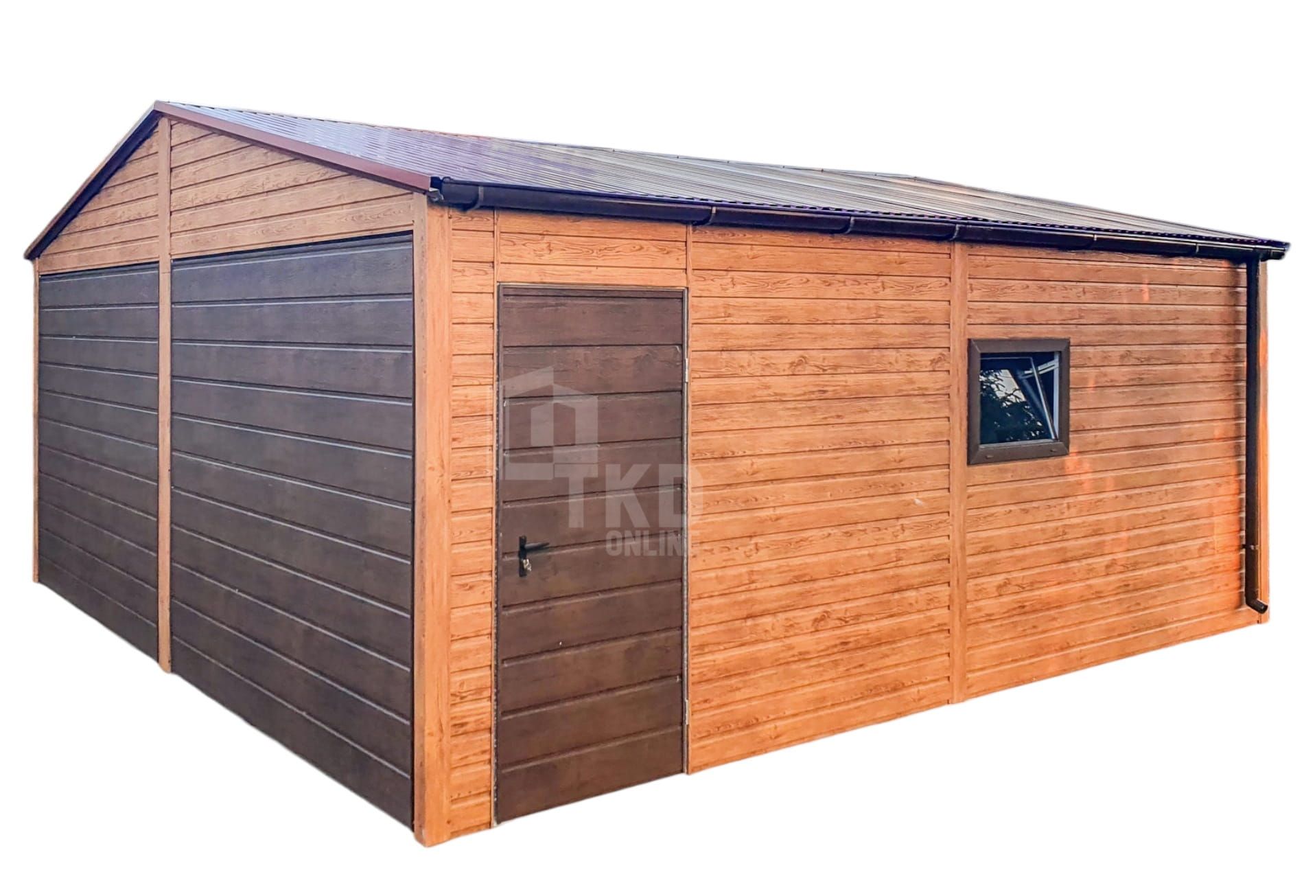 Garaż Blaszany 6X6M 2X Brama Uchylna 2X Okna Drzwi Rynny Tkd217