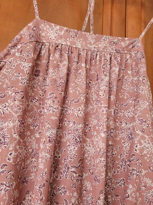 Sukienka maxi brązowa we wzorki w kwiatuszki kwiaty