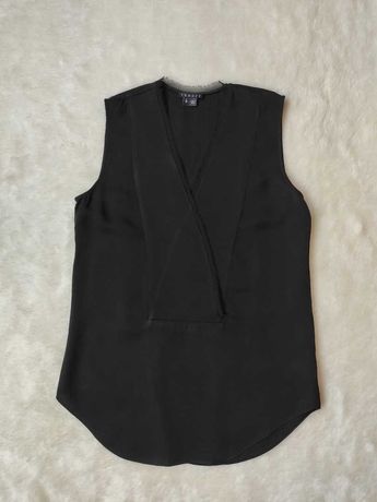 Черная натуральная шелковая блуза с вырезом шелк майка топ theory