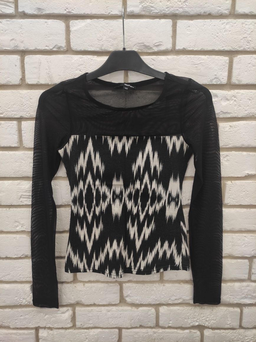 Zestaw 2 czarne cienkie bluzki TALLY WEIJL rozmiar XXS/XS