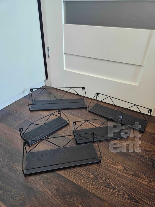 Loftowe kwietnik dekoracja ścienna półki 5 sztuk czarna